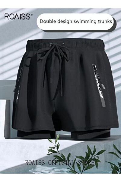 ROAISS Men's Swimming Trunks Beachwear Quick Dry Gym Wear Beach Pants Fitness...