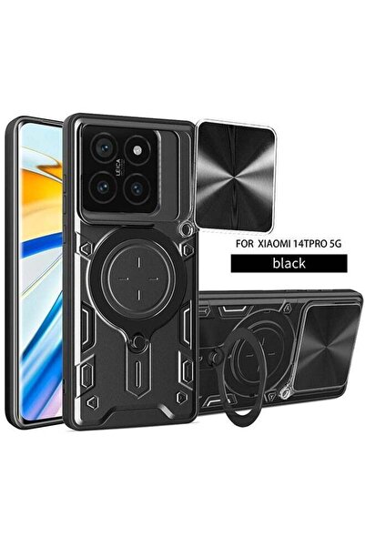 Generic Case For Xiaomi 14T Pro 5G with Slide Camera Cover and Stand Kickstand