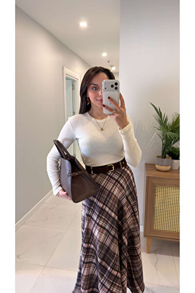 BİRCANÇİL Md Sitra Ekru Corded Fabric Long Sleeve Blouse