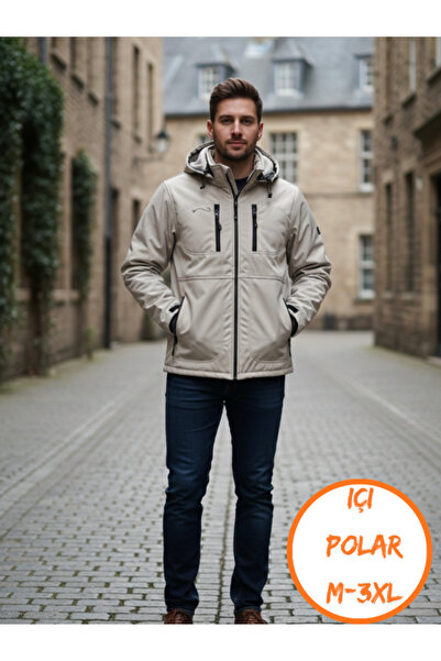 BERNEO Men's Clmb Shoftshell K Hooded Coat with Fleece Detailing Inside