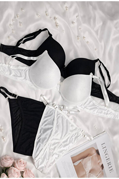 MILANOFOX Σετ 2 Premium ριγέ σουτιέν με επένδυση και ρυθμιζόμενο εσώρουχο