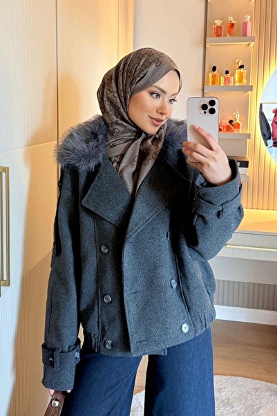 Hazamoda Şarlıt Kürklü Kap Füme