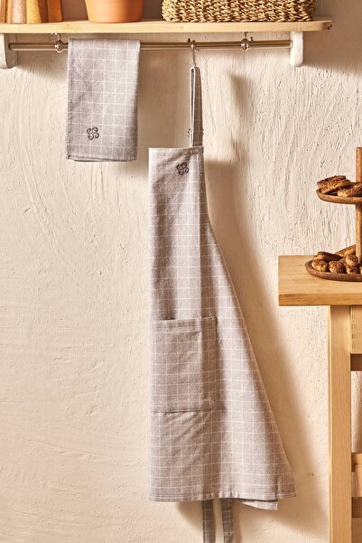 Emsan Gift Gri Mutfak Önlüğü Seti