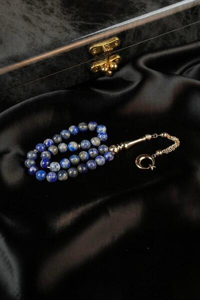dergah tesbih 14 Ayar Altın Ayyıldız Tasarım Orjinal Lapis Lazuli Tesbih
