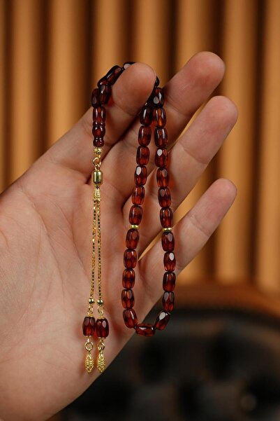dergah tesbih Bilek Boy Rus Damla Kehribarı Gümüş Gold Tasarım Tesbih (Amber)...