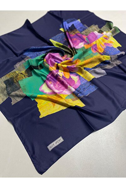 Aker Polyester Scarf 7125797 - 922 Navy Blue Abstract Pattern