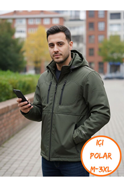 BERNEO Men's Clmb Shoftshell K Hooded Coat with Fleece Detailing Inside