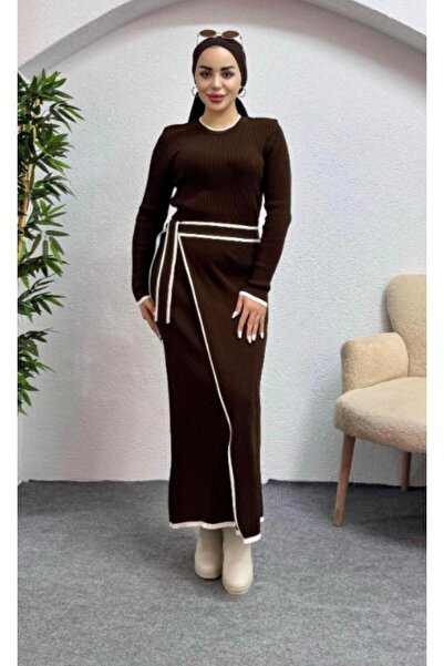 Abalı Yeni sezon triko kışlık 2li elbise Kadın takım Durk park Mona model