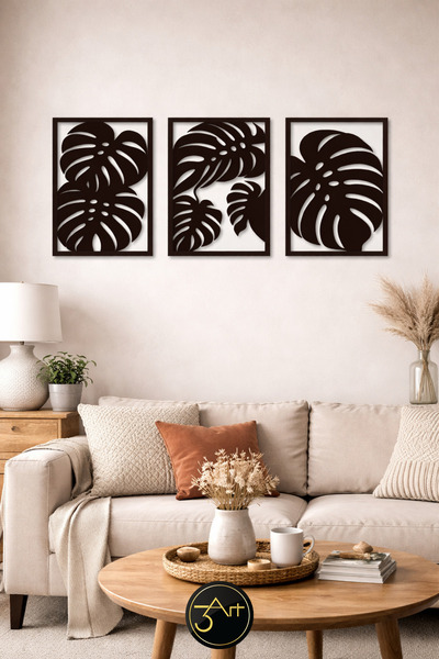 3art Metal 3’lü Dekoratif Tablo Seti - Modern Duvar Dekoru - Salon & Oturma O...