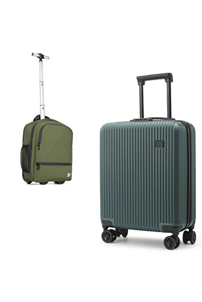 CABINFLY Green cabin trolley set 55x40x20 and backpack with wheels and handle...