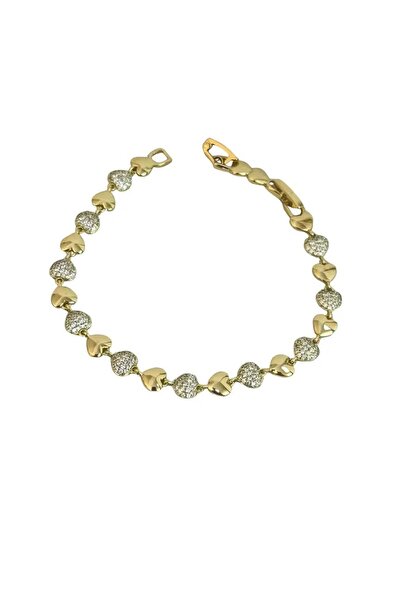 Twenty Eight Valentine's Day Heart Bracelet |   Zircon Stone Gold Steel Bracelet
