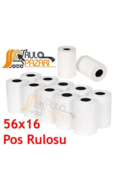RuloPazarı 56x16 Termal Pos Rulosu 10 Adet 16 Metre Metraj Garantili BPA Free...