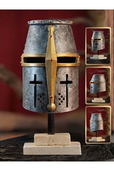 Store Dekoratif Haçlı Şövalye Kask Haçlı Şövalye Miğfer Obje Biblo