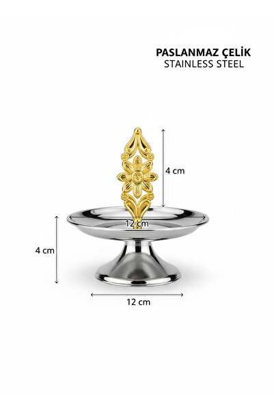 AslıHediyelik 12 cm Gümüş Ayaklı yuvarlak Şekerlik,Lokumluk, Çerezlik Sunum T...