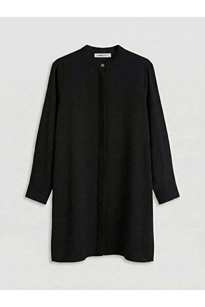 LC Waikiki Black Judge Collar Textured Women's Shirt Tunic