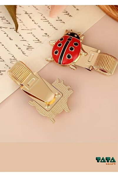 TATA CRAFT Ajanda Defter Kalem Klipsi Uğur Böcekli Metal Altın Renk Japon Tar...