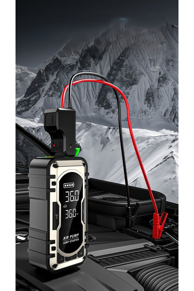 MATECHNO 8.000 Mah Şarjlı Taşınabilir Araç Akü Şarj Takviyeli Işıklı Hava Kom...