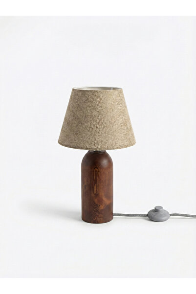 Tapo Design Loop Ahşap Ceviz Abajur | Yatak Odası Masif Başucu Lambası | Salo...