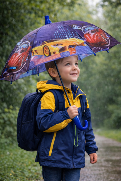 Jaju Baby Mavi Düdüklü ve Bardak Kapaklı Çocuk Şemsiyesi | Saplı 70 cm – Açık...