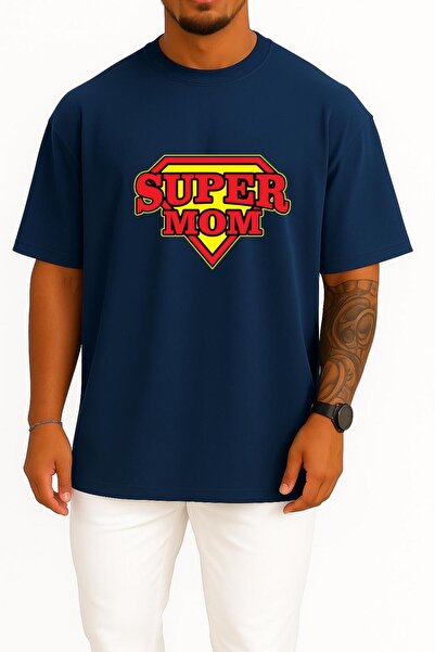 Bahriyeli Collection Oversized Super Mom - Super Mom Breast Printed Unisex T-...