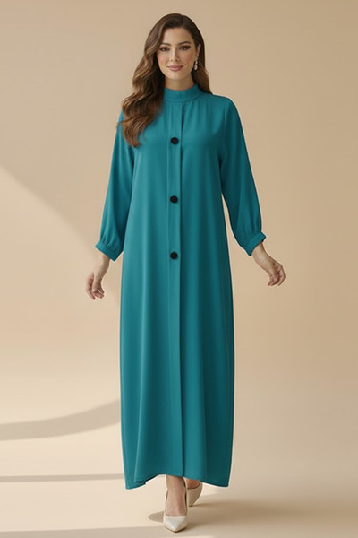 Muchmy Ribbed Pattern Round Neck Breatable Modest Long Sleeve Elegant Pull Ov...