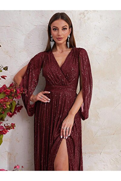 MODAS KRUVAZE YAKA PULPAYET ABİYE ELBİSE