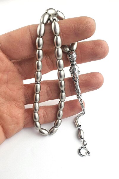 OSESHOP سبحة من الحجر الطبيعي بتصميم شرابة من الفولاذ الهيماتيت