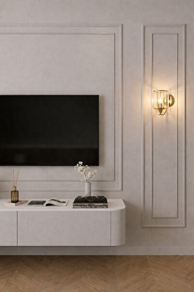 AURA LIGHTING Gold Kristal Cam Taşlı Aplik Modern Duvar Apliği