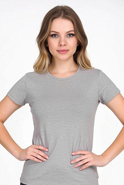 Gawzera Berrak 2'li Kısa Kollu Bisiklet Yaka Pamuklu Kadın Atlet