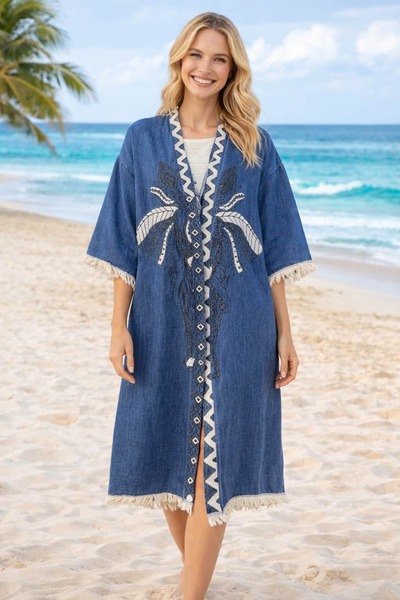 PAMUKLU 3 KATLI MÜSLİN PEŞTEMAL KAFTAN