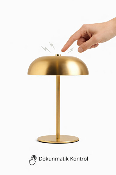 welcomein Dokunmatik Gold Masa Lambası Abajur – 21x15 cm Gece Lambası