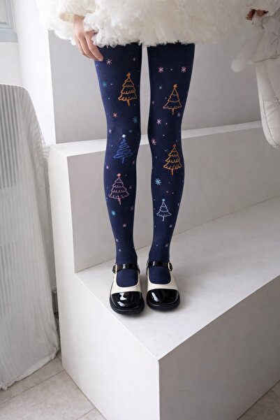 gigigiyim Çam Ağaç Detaylı Termal Kız Çocuk Külotlu Çorap