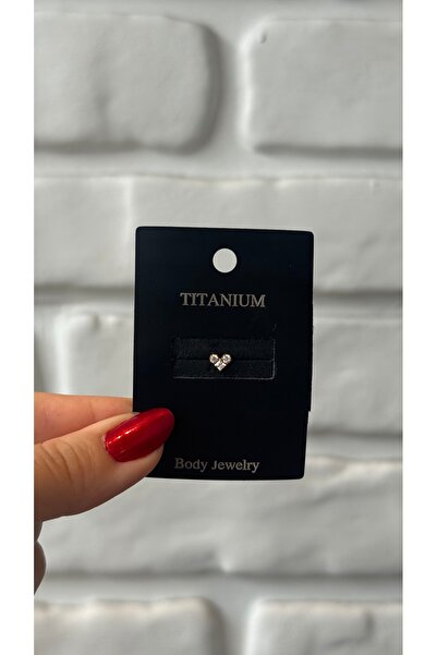 alysa jewelry Titanyum zirkon taşlı kalp Piercing Tragus heliks conch