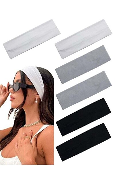 Generic 6 قطع من عصابات الرأس، عصابات شعر رياضية مرنة من القطن الناعم غير قاب...