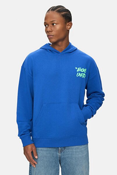 ecko unltd. Miramar Blue Back Printed Oversized Cotton Men's Sweatshirt