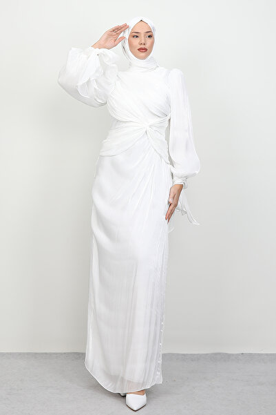 Lamia Giyim Orkide İpek Abiye Beyaz