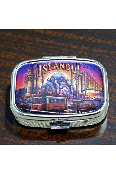 kt kuzey tacı İstanbul Temalı Metal 3 Bölmeli Mini Hap Kutusu – Seyahat Tipi ...