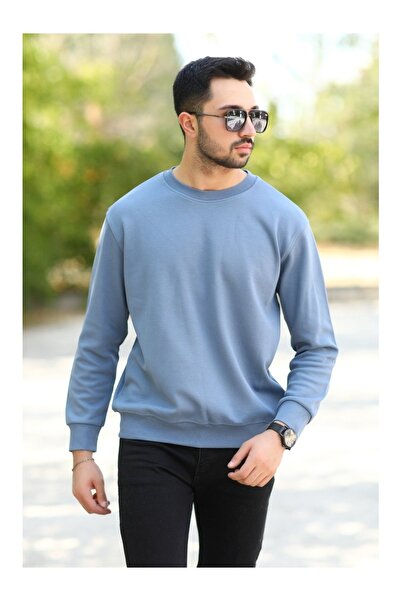 trender 0 Yaka Selanik Men's Sweatshirt 5053 S.Blue