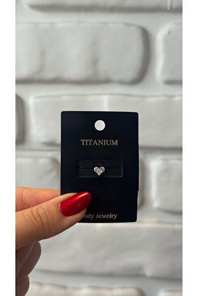 alysa jewelry Titanyum zirkon taşlı büyük kalp Piercing Tragus heliks conch