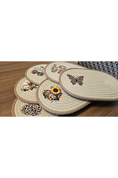 Patiska Tasarım وعاء تقديم القهوة من الجوت DTF مطبوع |   طقم أدوات مائدة أمري...