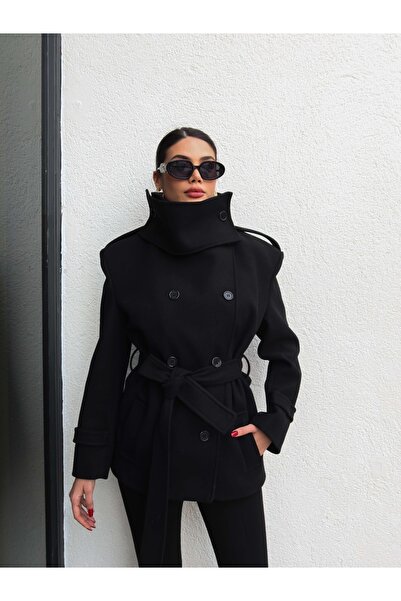 ESRAHELVACI Stand Collar Stamp Coat