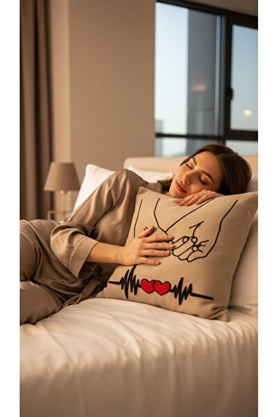 Go Veform Love Themed Punch Embroidered 2-Piece Throw Pillow Cover 43X43 cm |...