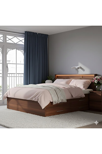 SideWood Ahşap 2 Kişilik Bazalı Tasarım Yatak