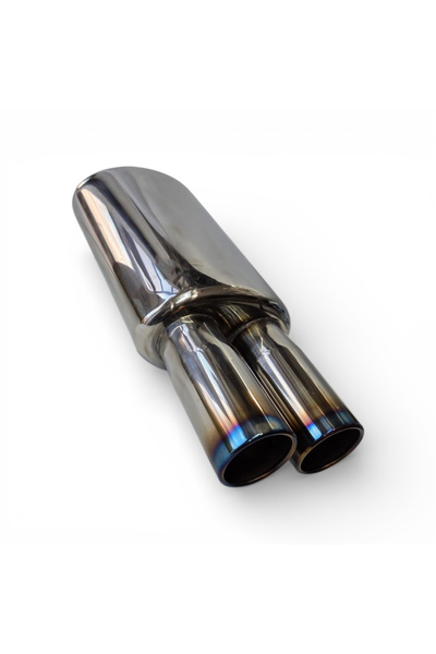 Universal Tobă de eșapament sport cu 2 ieșiri rotunde din oțel inoxidabil brunat