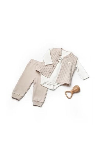 BabyCosy Organik 3lü Takım Ekru - Vizon