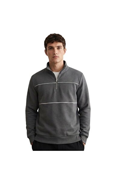 trender Half Zipper 3 Thread Men's Sweat 5720 Smoked
