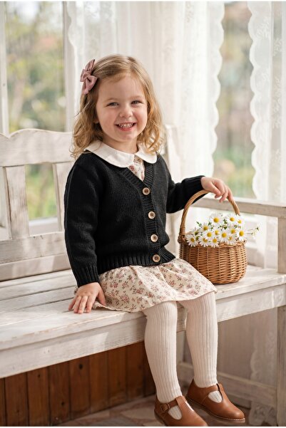 Babily Cotton Knit Children's V-Neck Cardigan Soft Textured Buttoned Unisex S...