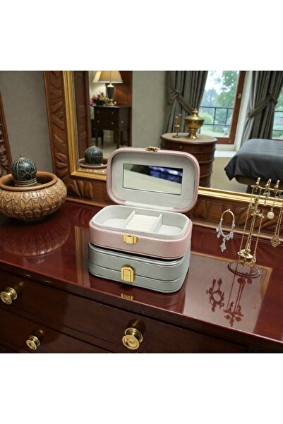 Kuzey Tacı Multi-Compartment Jewelry Organizer with Mirrored Lid – Stylishly ...