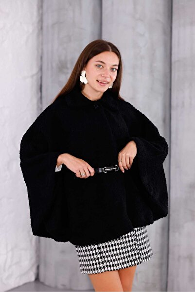 PENGORA Kadın Peluş Panço – Yumuşak Dokulu, Kışlık, Sıcacık