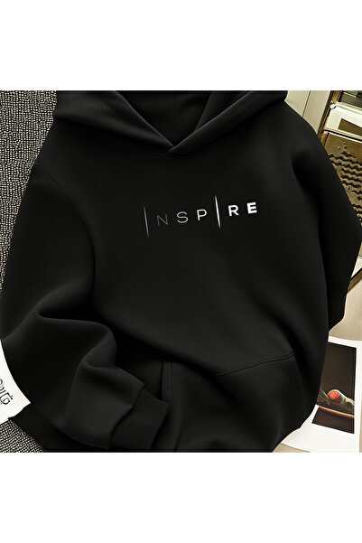 Rivox Men's Black Hooded Oversized Sweatshirt Nspre Printed